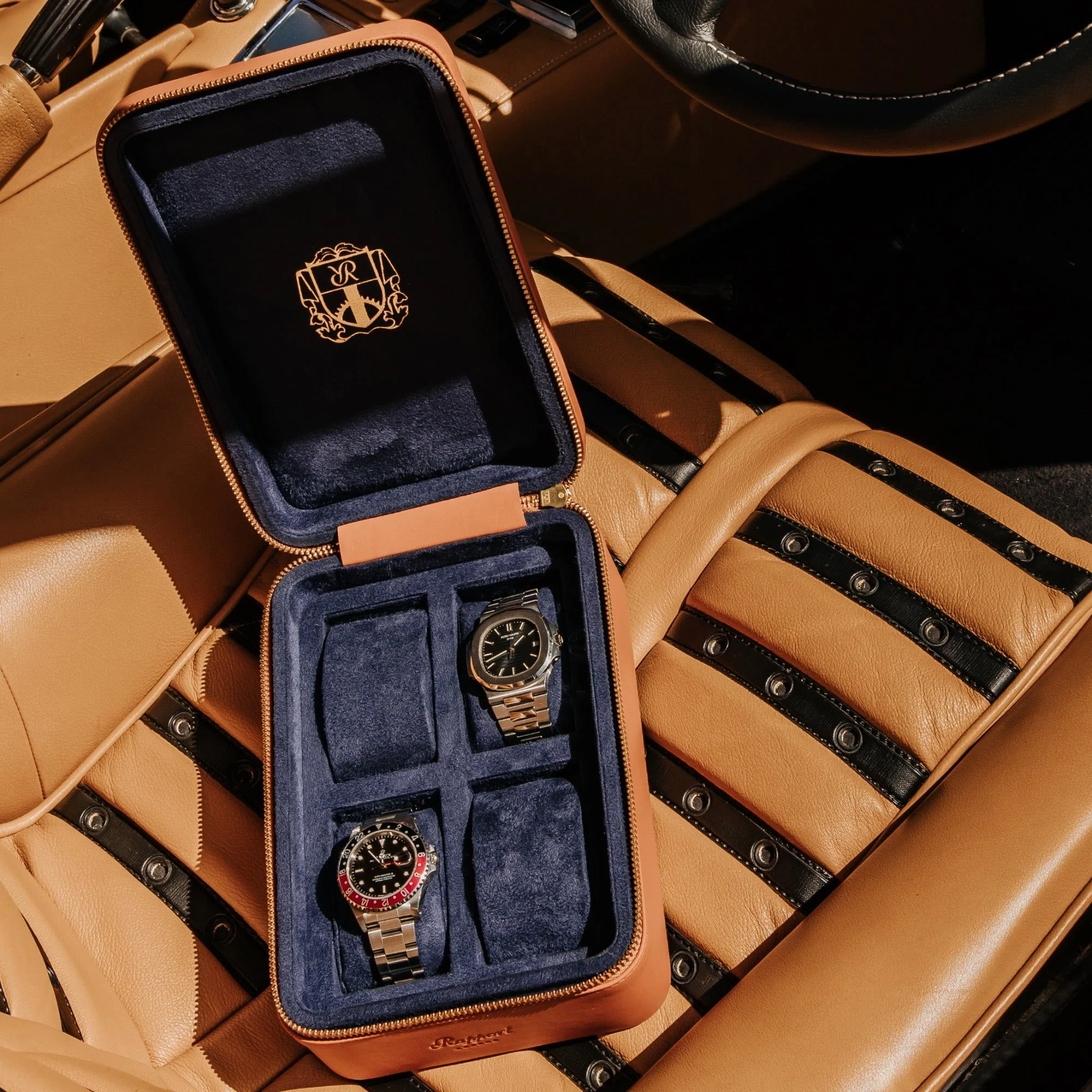 Hyde Park Four Watch Zip Case - Tan - Image 3